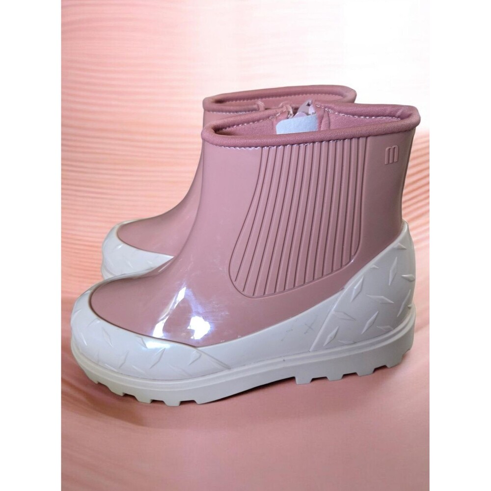 Melissa Pink and White Women's Winter Rain Boots
